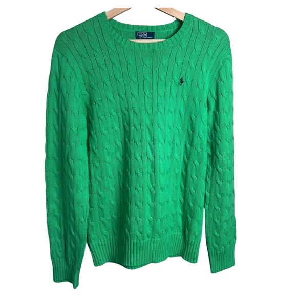 Polo Ralph Lauren 100% Cotton XL (20 Teen) Green Knit Sweater Pullover - Picture 1 of 6